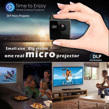 Ultramini DLP Projector Portable 1080P HD Beamer Throw 70-inch 64G TF Slot 3.5mm Audio port for Home Outdoor Use 1000mAh Battery