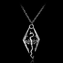 3D RPG Game The Elder Scrolls Necklace Skyrim Hollow Dragon Pendants Cheap Punk Vintage Women And Men Drop Statement Necklaces